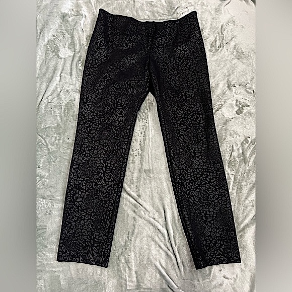 Black Leopard Patterned Straight Leg Pants - Picture 2 of 7